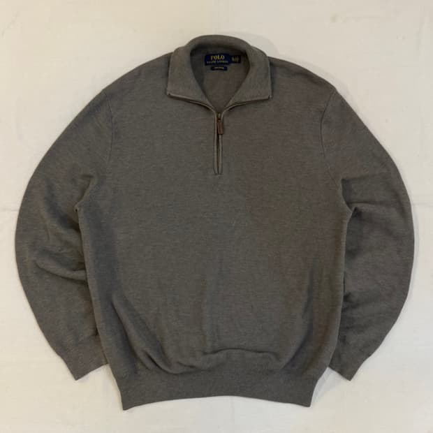 폴로 랄프로렌 하프집업 그레이 코튼 니트 그레이