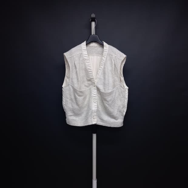 시스템 춘추동 트위드 인조가죽 베스트 82 55-77