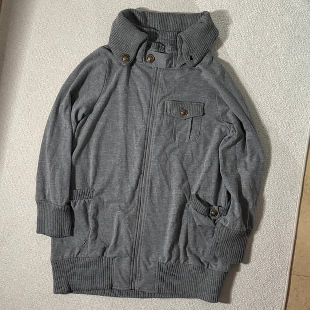 일본빈티지 BEGUM 니트 포인트 롱 집업