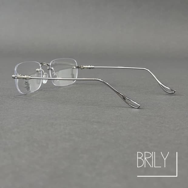 [Unisex] BEN 부바 크롬 디테일 긱시크 무테 안경 실버