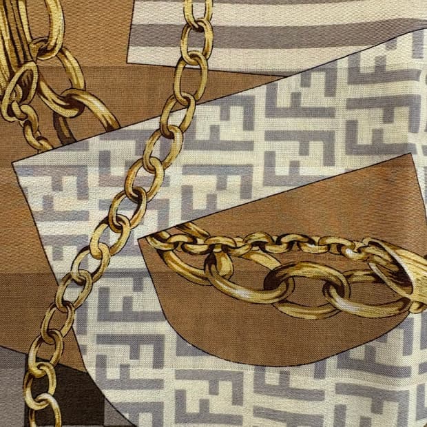 펜디 FF 체인 실크 미니스카프