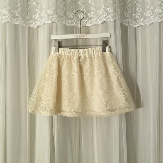 Ivory Crochet Floral Lace Mini Skirt