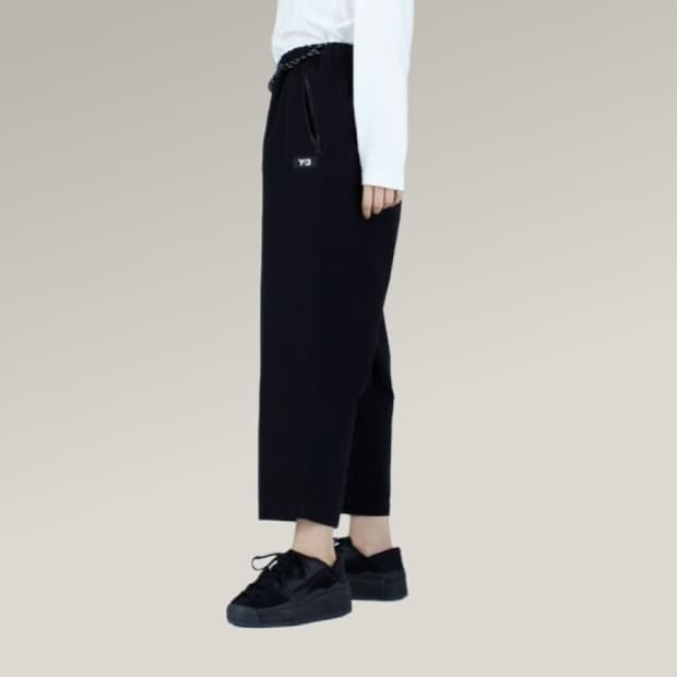 Y-3 요지야마모토 블랙 와이드레그 팬츠 XXS