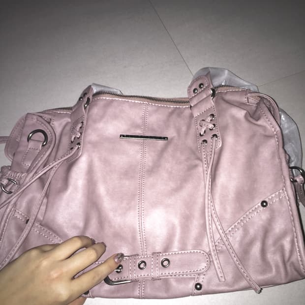 팬시클럽 벨티드 워싱 레더백 베이비 핑크