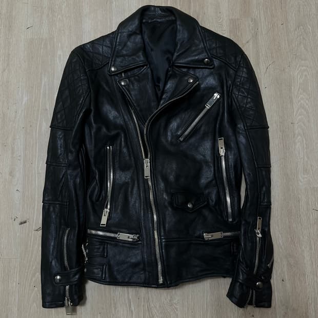 남성 천연 양가죽 더블 라이더 가죽자켓 L(100)