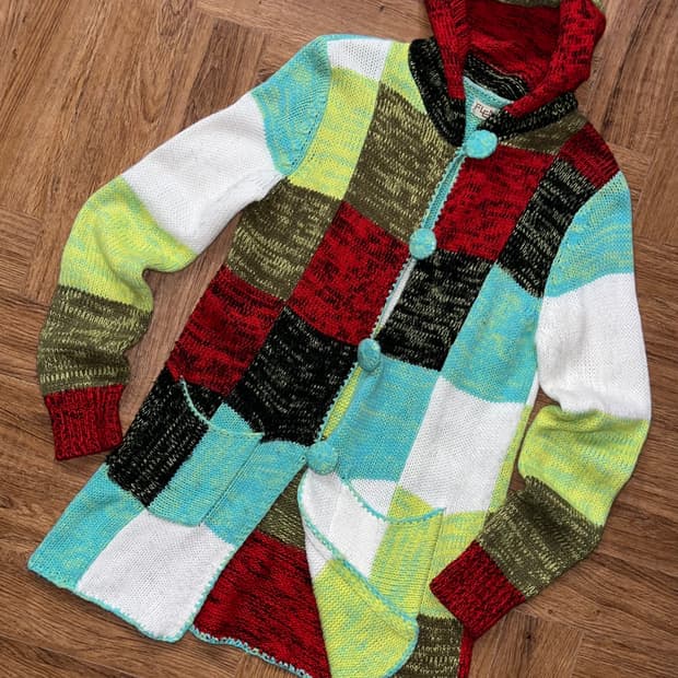 FLENKIY 빈티지 후드 가디건