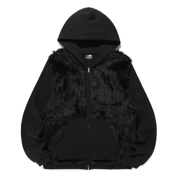 나이스고스트 클럽 FUR YETI HOODIE ZIP UP_BLACK