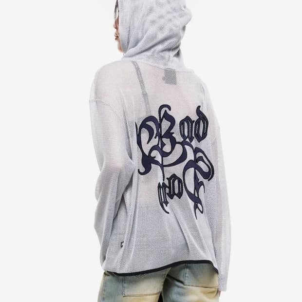 배디 Mesh Boxy Hoodie Silver L