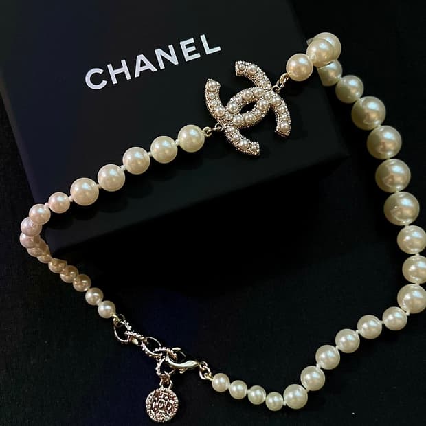 샤넬 정품 CC 빈티지 진주 업사이클링 네크리스 