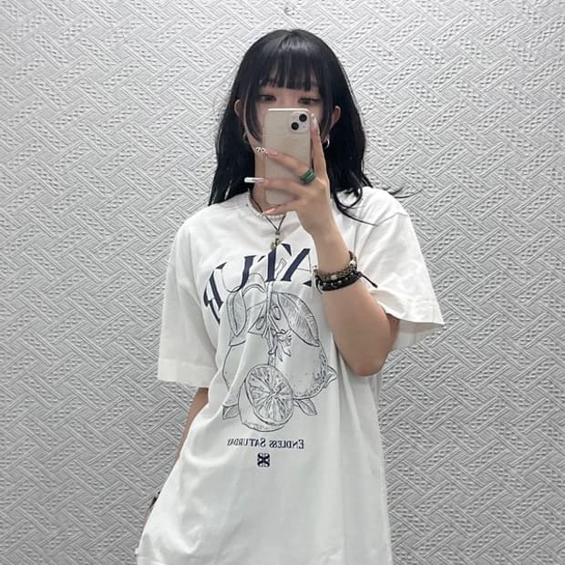 세터 빈티지 카프리 시트론 드로잉 썸머 반팔티 L C11478