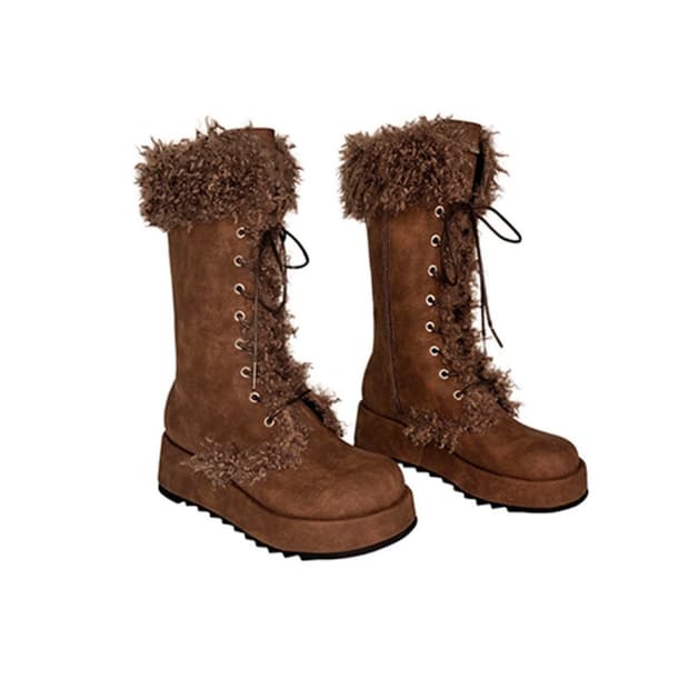 루루서울 Puffy Fur Boots (Brown) 240