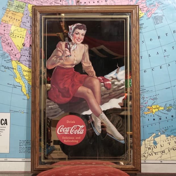 빈티지 코카콜라 핀업걸 거울 액자
