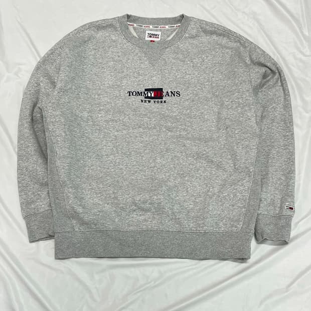 (L) 타미진스 자수로고 기모 맨투맨 그레이