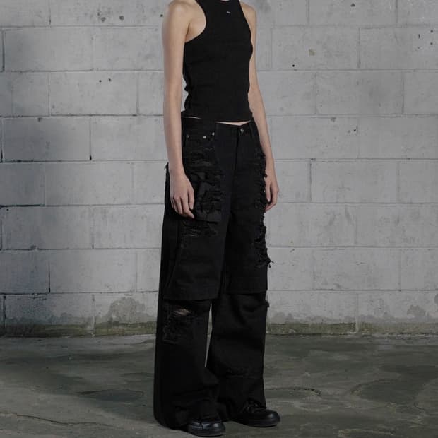 오픈 와이드 진 와이드 팬츠 보헤미안서울