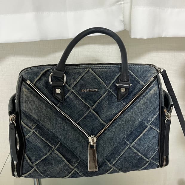 Diesel 지퍼 데님 핸드백 오네갸루