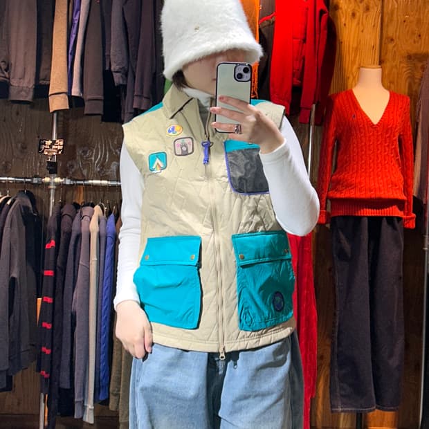 XS 아디다스 어드벤처 라인 패치 퀼팅 베이지 베스트 