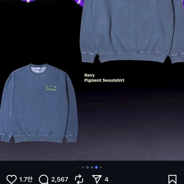 아이앱 스튜디오 피그먼트 맨투맨 L사이즈