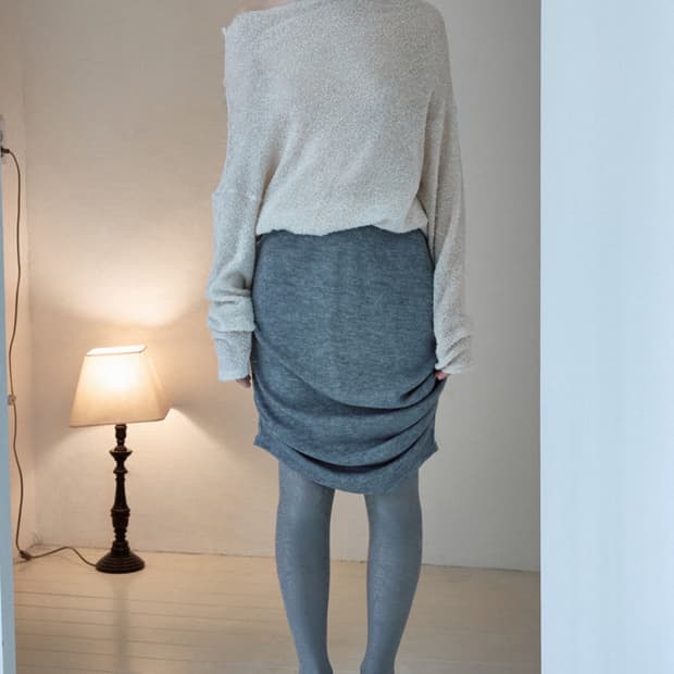 킨드레드 셔링 니트 스커트 그레이 새상품