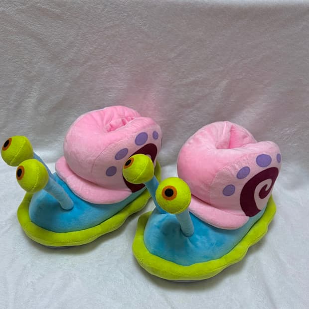 스폰지밥 달팽이 핑핑이 겨울 슬리퍼 털 슬리퍼