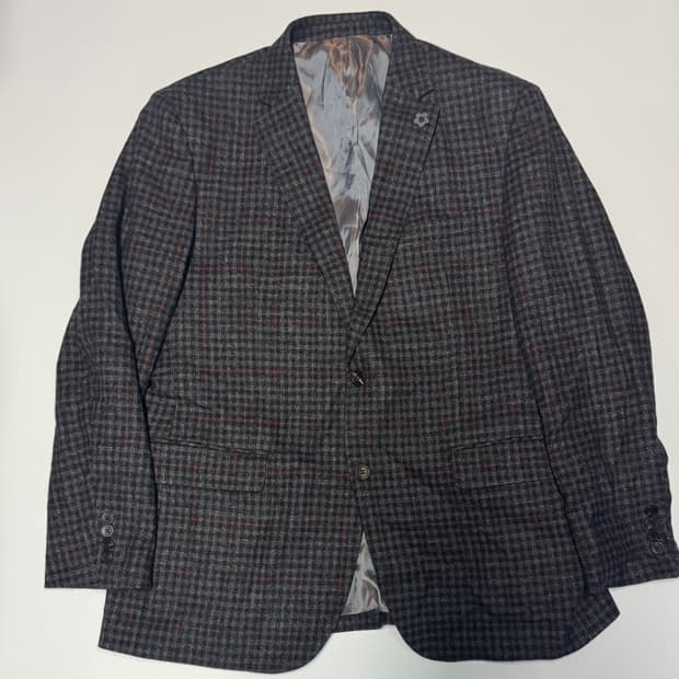 코오롱 브렌우드 클래식 체크 울 자켓 XL 빈티지