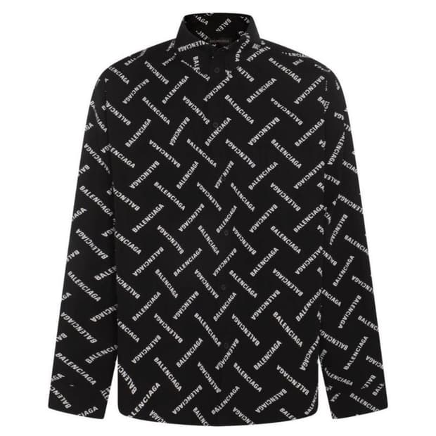 발렌시아가 올오버 로고 프린트 셔츠