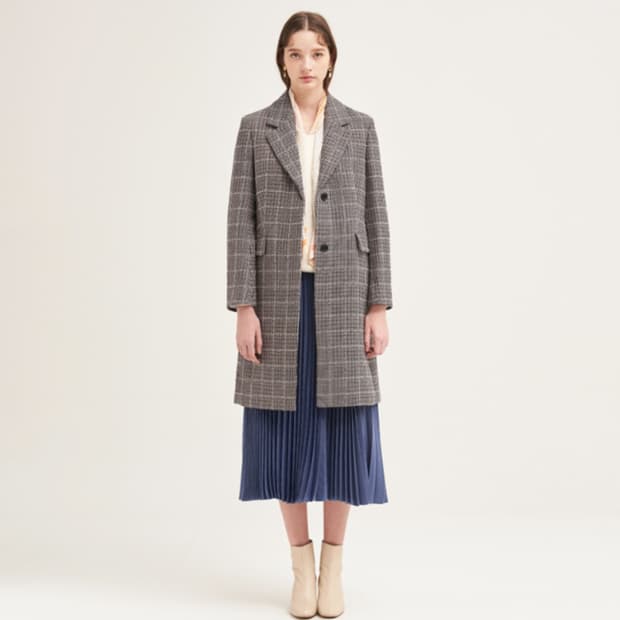 빈폴레이디스(BEANPOLE) 블루 팬시 하운드투스 싱글코트 55