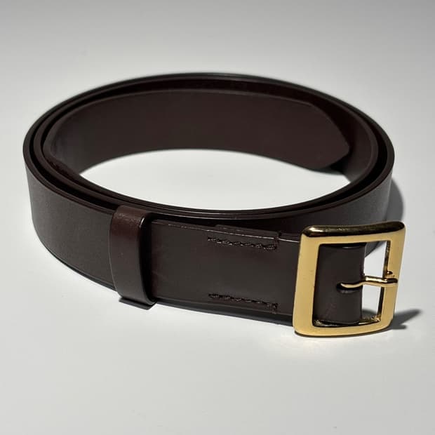 오라리 레더 스퀘어 버클 벨트 브라운