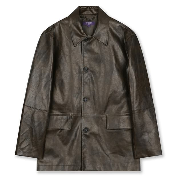 비슬로우 퍼플 washed leather car coat BROWN