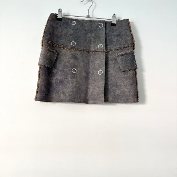 Utility layered warm skirt / grey