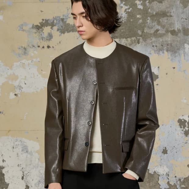 효지/25FW 노카라 크롭 레더자켓/M