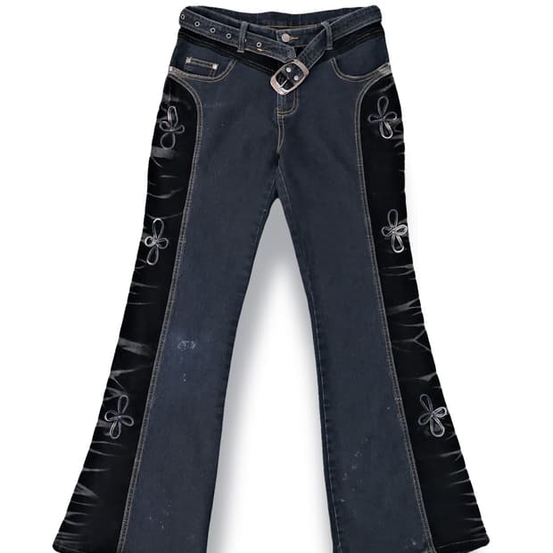 Side Pattern Bootcut Jeans ~34