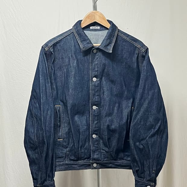 AURALEE Washed Hard Twist Denim Blouson