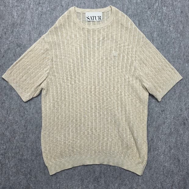 세터 내츄럴 메시드 그물 반팔 니트 L