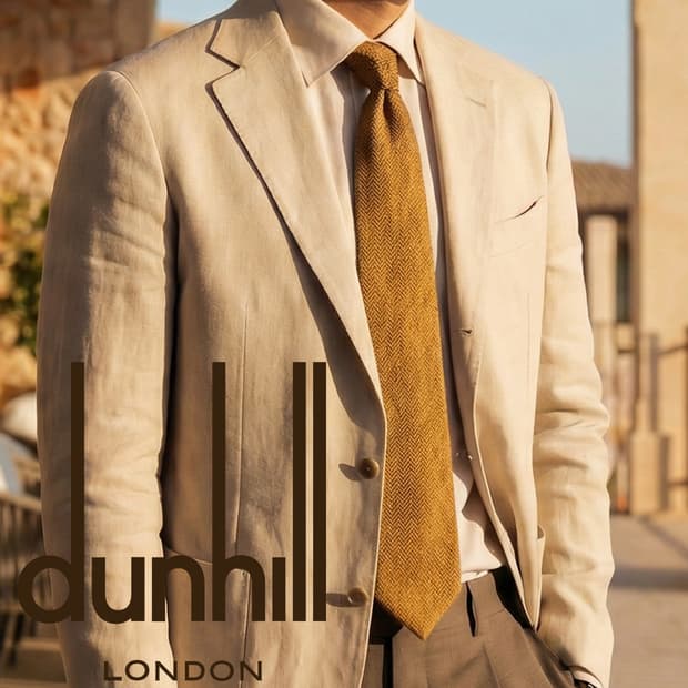 던힐 실크 브라운 헤링본 넥타이 9.7cm A+등급 A19679