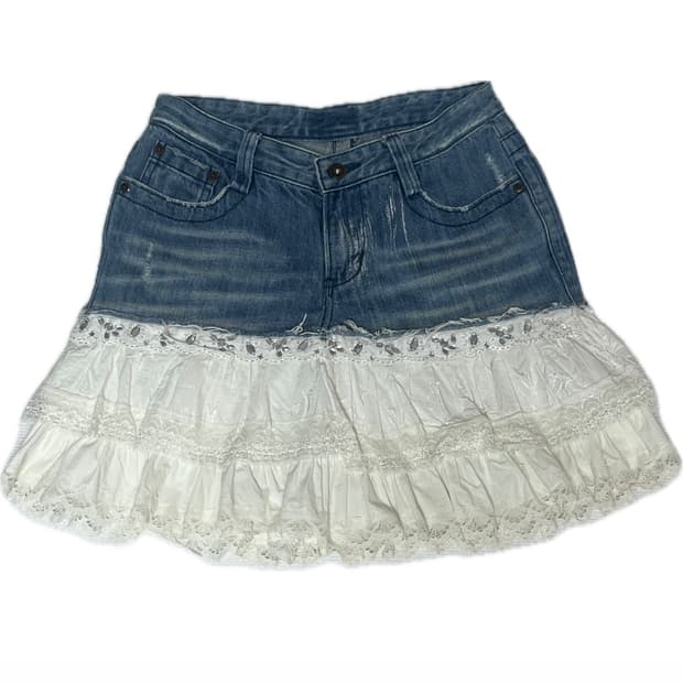 denim lace skrit