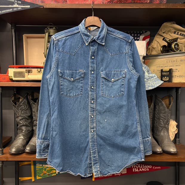 90s 칼하트 헤비코튼 웨스턴 데 워크셔츠 펄스냅 N737