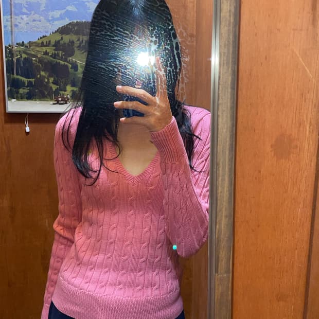 (S) 랄프 로렌 케이블 브이넥 니트