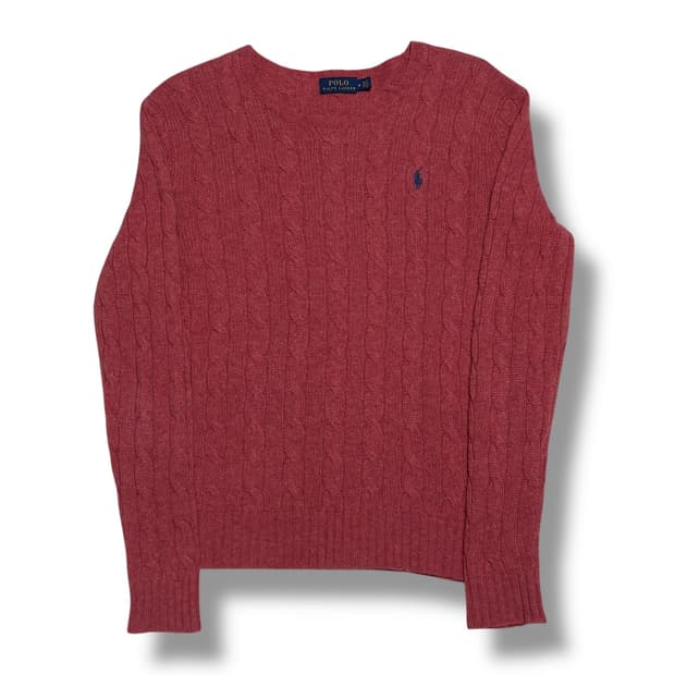 Polo Ralph Lauren 캐시미어 혼방 딥핑크 케이블 니트