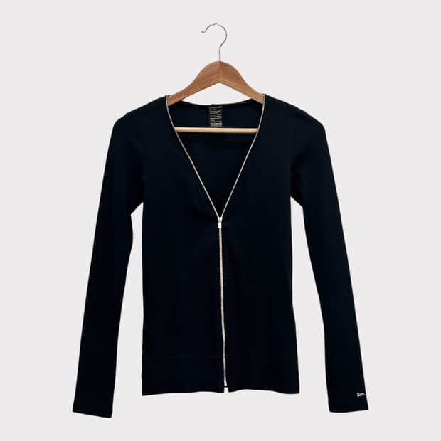 Sov. 롱 슬리브 가벼운 집업 가디건 블랙 Japan