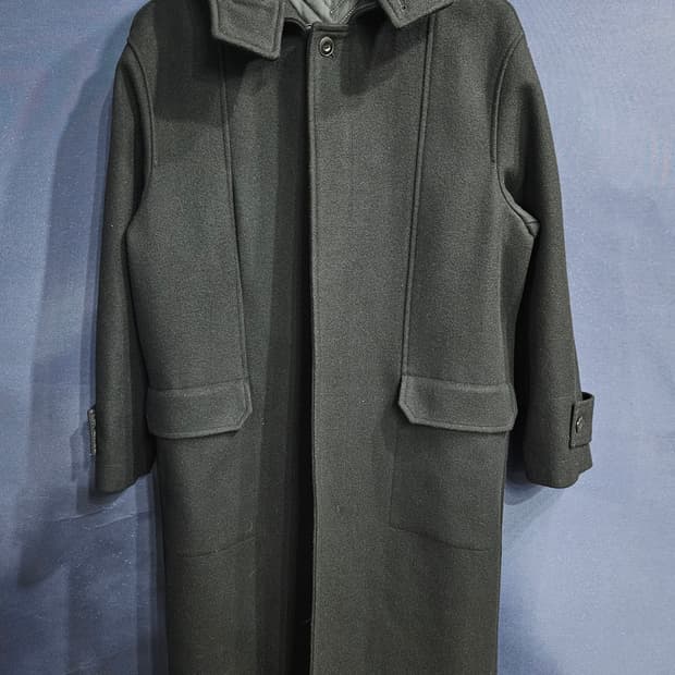 엘무드 블랙컬러 남성 세미오버핏 100 후드 롱코트 