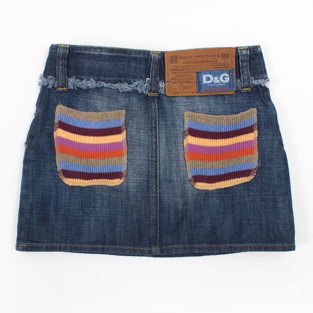 돌체앤가바나 DOLCE&GABBANA 니트 포켓 미니 데님 스커트 청치마
