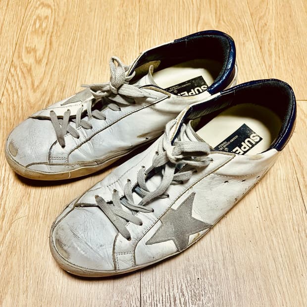 골든구스 슈퍼스타 화이트 크림 블루탭 42