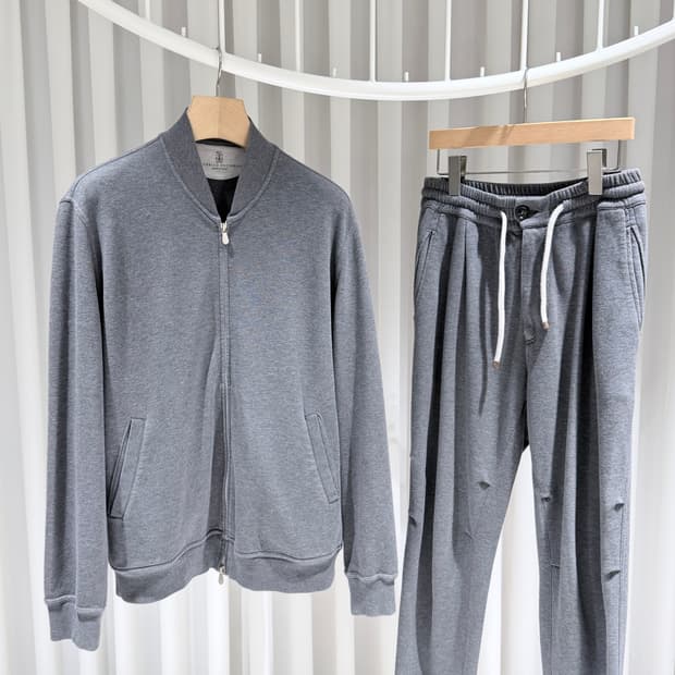 (A+/M,XXS) / 브루넬로쿠치넬리 코튼 그레이 집업 팬츠 셋업