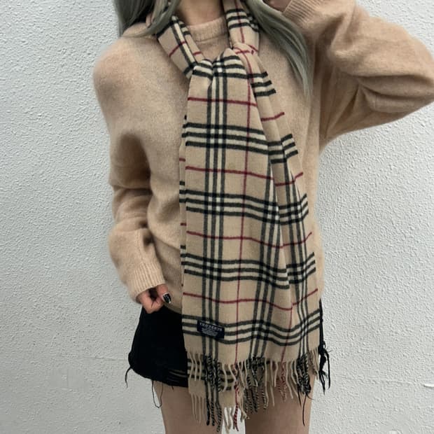 버버리 연베이지 노바체크 램스울 머플러