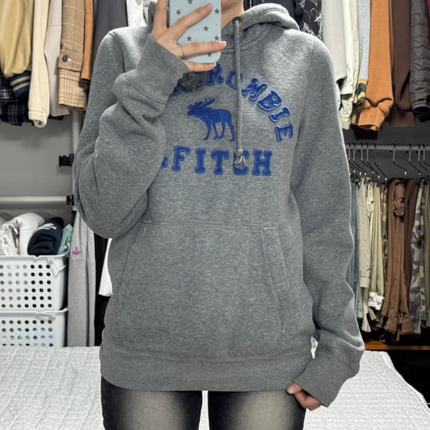 아베크롬비 그레이 블루 후드티