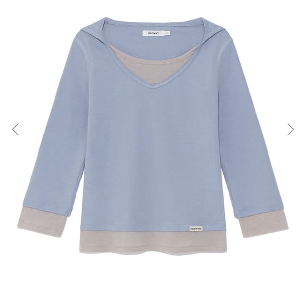 3/4 LAYERED CONTRAST HOODIE (DUST BLUE)