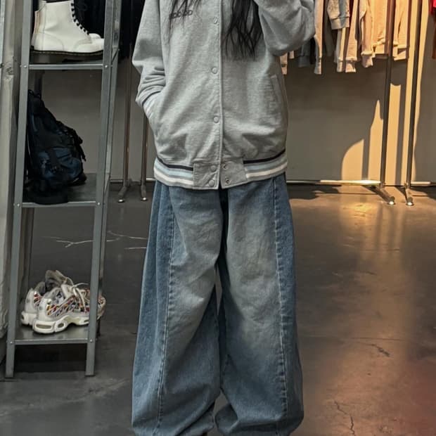 아디다스 코튼 그레이 백로고 자켓 A3174