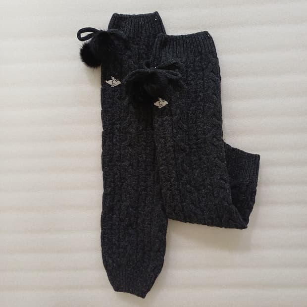 파리게이츠 골프 밍크방울 울 니트 레그워머 롱 발토시 사랑봉봉