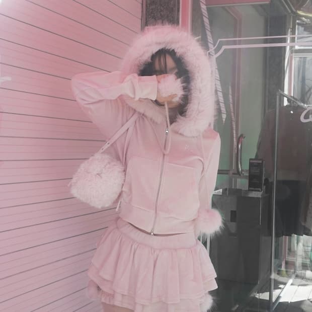 아이당 클럽 핑크 벨벳 트레이닝 셋업 세트 히메갸루