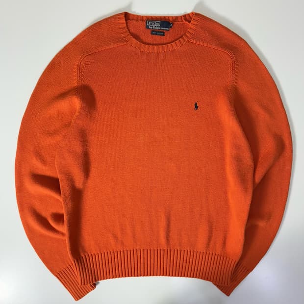  Polo  폴로 랄프로렌 자수 코튼 오렌지 니트 스웨터